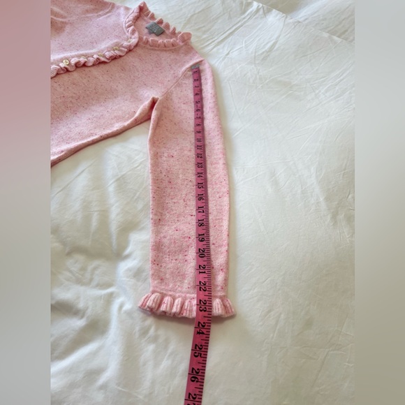 PURE COLLECTION | Women’s SZ 12 | Pink Cashmere Ruffle Trim Cardigan Sweater EUC - Picture 3 of 12